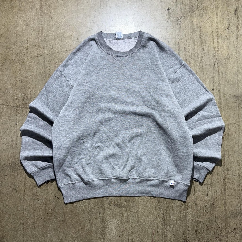 Russell Athletic Sweatshirt Mens XL Gray Crewneck Pullover Fleece Basic Blank